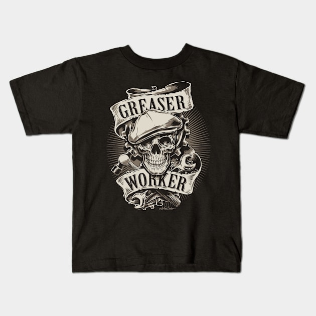 Greaser Worker Kids T-Shirt by nanobarbero